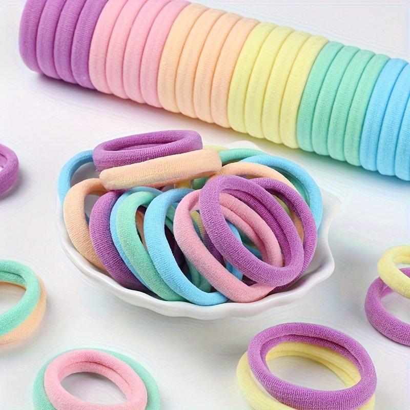 product-Fancyalgo-VirtualModelMatting-d530bf7aa264d01cd4bdb6fc62be23ea.jpg 50Pcs Girls' Hair Tie Rubber Band Fashion 5Cm Basic Hair Ring Seamless High Elastic Towel Circle High Ponytail Durable Women'S Head Tie - Image 1