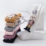 1-Pack Baby & Toddler Breathable Footed Socks With Cute Rabbit Eating Carrots Design - Soft Light Beige-Friendly All-Season Outfit-Boosters, Multi-Color Options For Girls & Boys 0-8 Years