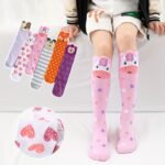 Girl'S Cartoon Cute Animal Striped Pattern Knee High Socks, Party Stockings For Autumn Winter, Leg Warmers