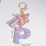 Butterfly Letter Keychain Pendant Key Chain, Girls Accessories, School Bag Pendant - Image 4