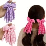 2Pcs Set Girls' Tassel Ponytail Holder With Cute Bow Elastic Hair Band Headband Fashionable Hair Accessory - Image 4