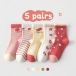 Girls Kids Love Heart Pattern Cute Socks, Breathable Comfy Crew Socks, Children'S Trendy Socks - Image 5