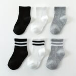 3Pairs Unisex Double Stripes School Preppy Kids Crew Socks For Boys Girls Children Baby Kids - Image 6