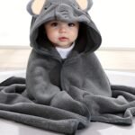 Super Absorbent Microfiber Baby Bathrobe - Adorable Elephant Hooded Towel With Matching Hat, Soft & Cozy For Boys And Girls 0-2 Years, Cartoon Design, Machine Washable, Baby Bath Accessories
