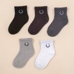 5-Pack Boys' Cartoon Joyful Face Socks - Soft Polyester All-Season Comfort, Assorted Neutral Colors For Casual Attire & Play, Playful Socks | Playful Design | Soft Polyester Socks, Funny Socks - Image 3