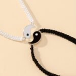 Two Pieces Best Friend Bracelets Adjustable Cord Yin And Yang Matching Bracelets For Bff Friendship Relationship Boyfriend Girlfriend Valentine'S Day Gift - Image 2