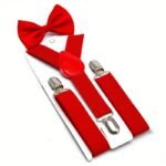 Boys And Girls Universal Solid Color 3-Clip Y-Style Suspenders And Bow Tie Set Youngsters'S Suspenders + Bow Tie Two-Piece Set - Image 12