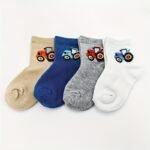 6 Pairs/3 Pairs Boys' Youngsters Cartoon Tractor Pattern Cute Socks, Breathable Comfort Crew Socks, 1-6 Years Fashion Socks - Image 5