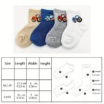 6 Pairs/3 Pairs Boys' Youngsters Cartoon Tractor Pattern Cute Socks, Breathable Comfort Crew Socks, 1-6 Years Fashion Socks - Image 2