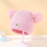 Winter Knitted Hat With Adorable Bear Ears & Pom-Pom - Stretchy Breathable Warm Beanie For Girls & Boys, Christmas Gift, White, Winter Hat, Festive Babywear, Cartoonish Cozy Style - Image 9