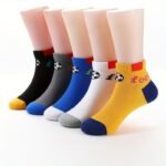 5 Pairs Boys' Soccer Socks - Soft Breathable Ankle Socks With Elastic Ribbed Cuffs, All-Season Comfort For Outdoor Play & Casual Wear, Hand Wash Only, Vibrant Colors (Yellow, Blue, Red, Black, White), Soccer Socks, Kids Sports Footwear, Playful Kids Design, Comfortable Fit - Image 4