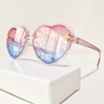 Heart Shaped Glasses, Cute Retro, Decorative, Casual, Pink Purple Black, Polycarbonate Frame, Acrylic Lens, For Kids, Children, Christmas, Halloween, Campus