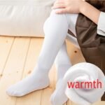 Cozy Fleece-Lined Girls' Tights - Warm Winter Leggings, White, Sizes 12M-5T - Image 5