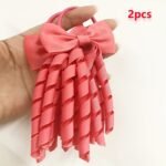2Pcs Set Girls' Tassel Ponytail Holder With Cute Bow Elastic Hair Band Headband Fashionable Hair Accessory - Image 13