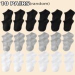 10 Pairs Of Children'S Solid Color Black, White And Grey Baby Socks Combination - Image 2