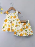 Halloween Two-Piece Set For Girls, Loose Comfortable Fit Thin Lightweight Summer Casual Tank Top Outfit, Casual Wear, Summer Clothing, Floral Print, Stylish Set, Breathable Fabric, Soft Material, Girls' Outfit, Fashion, Clothes, Perfect For Outdoor - Image 3