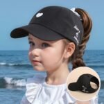1-Pack Youngsters Adjustable Baseball Cap With Heart Embroidery & "Love & Be Kind" Design - Breathable Sun Hat For Girls Boys Ages 3-7, Spring Summer Beach Vacation Outdoor Play, Machine Washable (Black), Casual Youngsters Accessory, Playful Youngsters Fashion, Embroidered Visor - Image 5