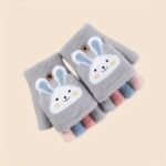 Cozy & Cute Cartoon Girls' Winter Gloves - Warm, Cold-Proof Flip Top Design For Writing And Skiing, Polyester Blend, Hand Washable - Image 8