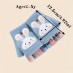 Cozy & Cute Cartoon Girls' Winter Gloves - Warm, Cold-Proof Flip Top Design For Writing And Skiing, Polyester Blend, Hand Washable - Image 3