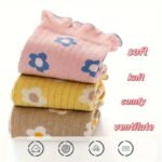 5Pcs Youngsters' Breathable & Soft Crew Socks - Fashionable Floral Design, Perfect For Spring/Summer - - Image 3