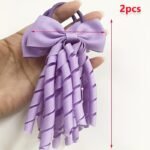2Pcs Set Girls' Tassel Ponytail Holder With Cute Bow Elastic Hair Band Headband Fashionable Hair Accessory - Image 5