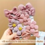 10-Pack Cute Pink Flower Bow Hair Ties For Girls - Image 6