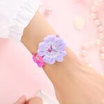 Adorable Girls' 3D Flower & Butterfly Cartoon Watch - Soft Pvc, Skin-Friendly Silicone Band, Quartz Movement, Non-Waterproof, Blue - Image 8