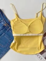 Single-Pack Girls' Off-Shoulder Camisole Bra With Fixed Breast Pads & Waist Pleats - Soft Pink Stretchy H-Line Top For Ages 12-14Y, Machine Washable Casual Attire, Offshoulder Style | Comfortable Fit - Image 10