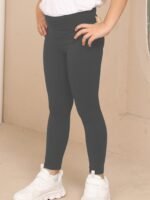 Softmilk Girls' High-Waisted Stretchy Leggings - Super Soft, High Elasticity, Solid Black, Tight-Fit Sports Pants For All Seasons, Perfect For Casual Or Active Wear, Allseason Leggings | Minimalist Style | Highelasticity Fabric, High Waisted Leggings - Image 6