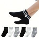 3Pairs Unisex Double Stripes School Preppy Kids Crew Socks For Boys Girls Children Baby Kids - Image 3