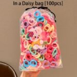 100Pcs Basic Cute Girl Hair Rings That Don'T Damage Hair, High Ponytail Hair Ties, Durable And High Elastic Rubber Bands - Image 11