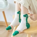 5Pcs Youngsters' Cartoon Dinosaur Crew Socks - Breathable & Comfy For Boys And Girls, Perfect For All Seasons - Image 3