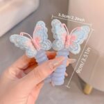 2Pcs Boho Chic Butterfly Spiral Hair Ties - Colorful Elastic Ponytail Holders For Girls, Perfect For Parties & Holidays, Hair Accessories - Image 6