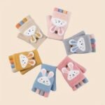 Cozy & Cute Cartoon Girls' Winter Gloves - Warm, Cold-Proof Flip Top Design For Writing And Skiing, Polyester Blend, Hand Washable - Image 9