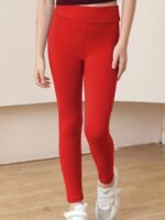 Softmilk Girls' High-Waisted Stretchy Leggings - Super Soft, High Elasticity, Solid Black, Tight-Fit Sports Pants For All Seasons, Perfect For Casual Or Active Wear, Allseason Leggings | Minimalist Style | Highelasticity Fabric, High Waisted Leggings - Image 10