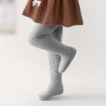 1 Pair Girls' Spring/Fall Tights - Solid Color Ribbed Knit Leggings With Elastic Waistband, Breathable Nylon & Spandex Blend For Dresses, Casual Attire, Hand Wash Only, Cute Tights, Dress Companion, Minimalist Style, Soft Texture - Image 7