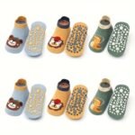 6 Pairs Baby Socks With Cute Cartoon Animal Patterns - Non-Slip Ankle Socks For Boys & Girls, Soft Breathable Fabric, Machine Washable, Spring/Fall Toddler Walking Socks For Indoor/Outdoor Play, Baby Socks, Playful Kids Footwear, Comfortable Kids Wear - Image 5