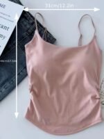 Single-Pack Girls' Off-Shoulder Camisole Bra With Fixed Breast Pads & Waist Pleats - Soft Pink Stretchy H-Line Top For Ages 12-14Y, Machine Washable Casual Attire, Offshoulder Style | Comfortable Fit