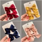 2Pcs/Set Youngsters'S Hair Clip With Bow Headwear Girl'S Side Bangs Clip Hair Pin - Image 2