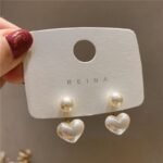 1 Pair Hypoallergenic Heart-Shaped Faux Stud Earrings - White K-White Plated Cute Retro Jewelry For Sensitive Ears, Everyday & Special Occasions, Formal Accessories, Elegant Studs, Highquality Studs, Teen Accessories - Image 4