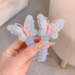 2Pcs Boho Chic Butterfly Spiral Hair Ties - Colorful Elastic Ponytail Holders For Girls, Perfect For Parties & Holidays, Hair Accessories - Image 5