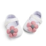 Princess Floral Slip-On Baby Shoes - Soft-Sole Fabric With Synthetic Insole, All-Season Comfort For Youngsters, Cute Flower Design In Pink, White, Red, And Light Blue, Baby Footwear | Floral Maryannette | Fabric Upper, Baby Shoes - Image 3