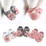 Princess Floral Slip-On Baby Shoes - Soft-Sole Fabric With Synthetic Insole, All-Season Comfort For Youngsters, Cute Flower Design In Pink, White, Red, And Light Blue, Baby Footwear | Floral Maryannette | Fabric Upper, Baby Shoes - Image 2