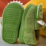Cute Green Fuzzy Slippers With Dinosaur Pattern For Toddler Girls Boys, In House Indoor - Image 4