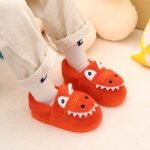 Cute Green Fuzzy Slippers With Dinosaur Pattern For Toddler Girls Boys, In House Indoor - Image 5