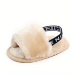 Willsy Slip-On Moccasin-Style Plush Baby Shoes - Soft Pastel & Neutral Colors (Pink, Purple, White, Beige, Brown) | All-Season Indoor/ Footwear For To 1 Year Olds | Comfortable Slip-Resistant Sole & Easy-Clean Design | Elegant Floral Pattern & Plush Lining | Ideal For Everyday & Formal Events | & | Durable Fabric, Childrens Slippers - Image 3