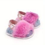 Fashion Tie Dye Plush Slide Sandals, Toddlers Crib Shoes (Texture Path Size And Color Random For Shoe Surface Stripes) - Image 5