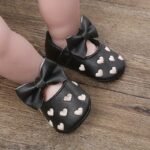 Magic Prewalker Baby Girls' First Walkers Shoes - Cute Ballet Princess Design With Heart Embroidery & Bow Decor, Non-Slip Closure, Breathable, Soft Fabric Lining For Spring & Autumn (White/Black/Red/Pink) - Image 11