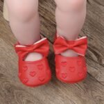 Magic Prewalker Baby Girls' First Walkers Shoes - Cute Ballet Princess Design With Heart Embroidery & Bow Decor, Non-Slip Closure, Breathable, Soft Fabric Lining For Spring & Autumn (White/Black/Red/Pink) - Image 9