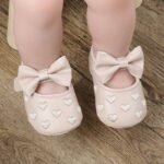 Magic Prewalker Baby Girls' First Walkers Shoes - Cute Ballet Princess Design With Heart Embroidery & Bow Decor, Non-Slip Closure, Breathable, Soft Fabric Lining For Spring & Autumn (White/Black/Red/Pink) - Image 7